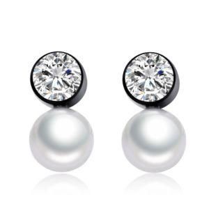 Stainless Steel Rhinestone Pearl Drop Earrings Stud for Women