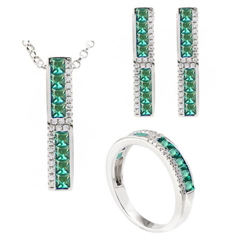925 Silver Wholesale Earring Pendant and Ring Rainbow Jewelry Sets for Promotion