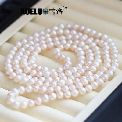 Classic Fashion Long Round Natural Cultured Freshwater Pearl Sweater Necklace (XL120048)