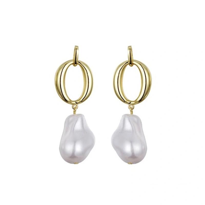 2022 Factory Wholesale Fashion Silver or Brass Female Baroque Pearl Earring