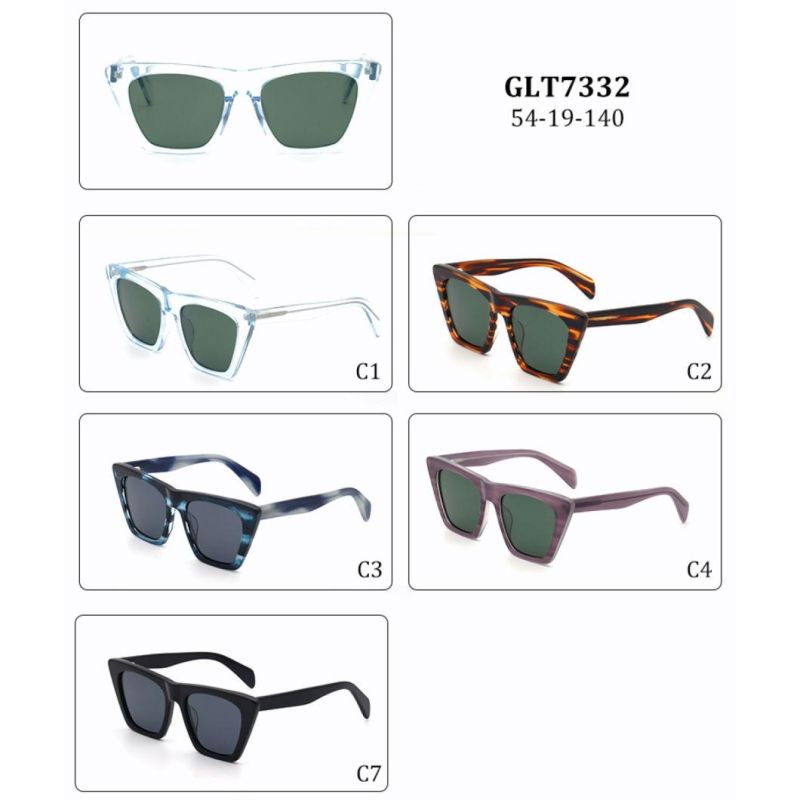 Vintage Square Luxury Acetate Fashion Sunglasses Retro Polarized Glasses Wholesale Popular Multi Eyewear for Women Men