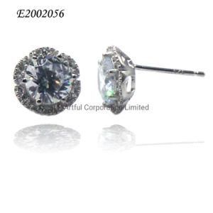 Fashion Jewelry Cubic Zircon Silver Earring Jewelry Flower Shape