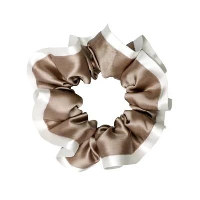 Satin Silk Scrunchies with White Edge in Fashionable Style