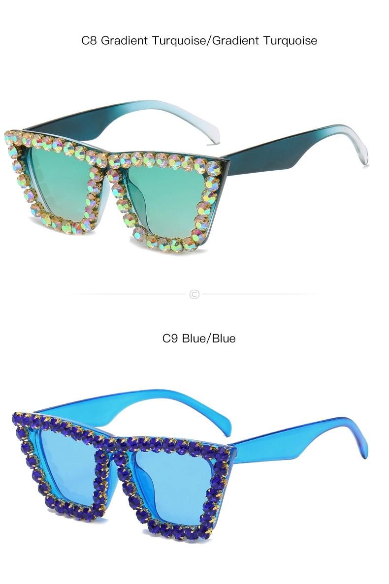 Oversize Unique Female Luxury Rhinestones UV400 Sunglasses