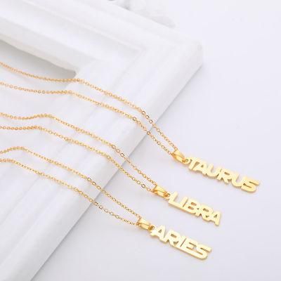 Manufacturer Custom 14K Gold Plated Fashion Jewelry High Quality Waterproof Trendy 18K Stainless Steel Necklace Name jewellery Necklace