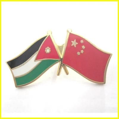 Gold Plated Metal Alloy China and Jordan Flag Pin
