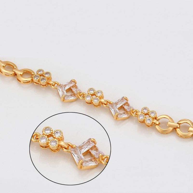 Jewelry Fashion Unique Design Ins Style Set with Diamond 18K Gold Copper Bracelet