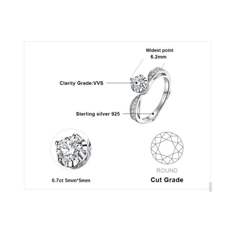 925 Sterling Silver Jewelry Vintage Perfume Bottle Cubic Zirconia Solitaire Engagement Ring Wholesale