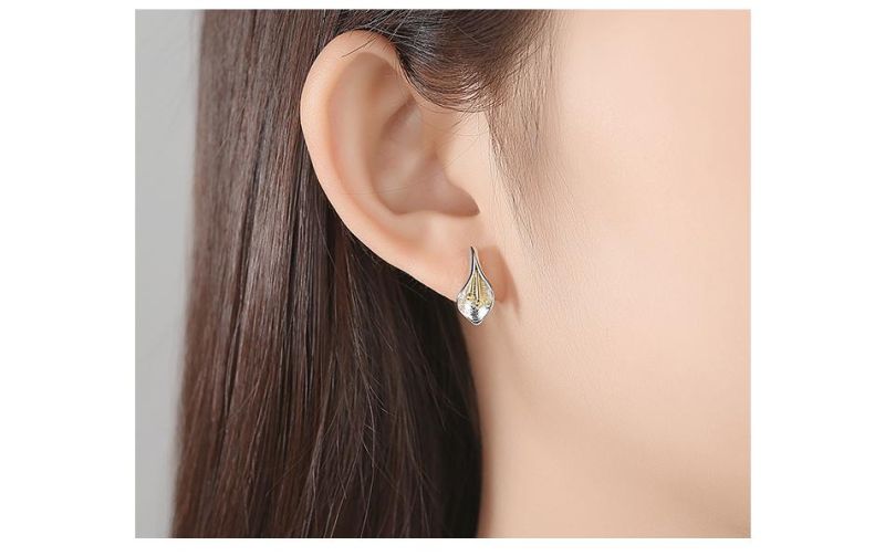 Double-Color Lily Sterling Silver 925 Ear Studs