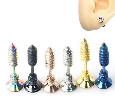 Attraccnew Screw Piercing Stud Earrings