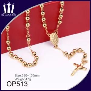 6mm Solid Beads Gold Jesus Necklace