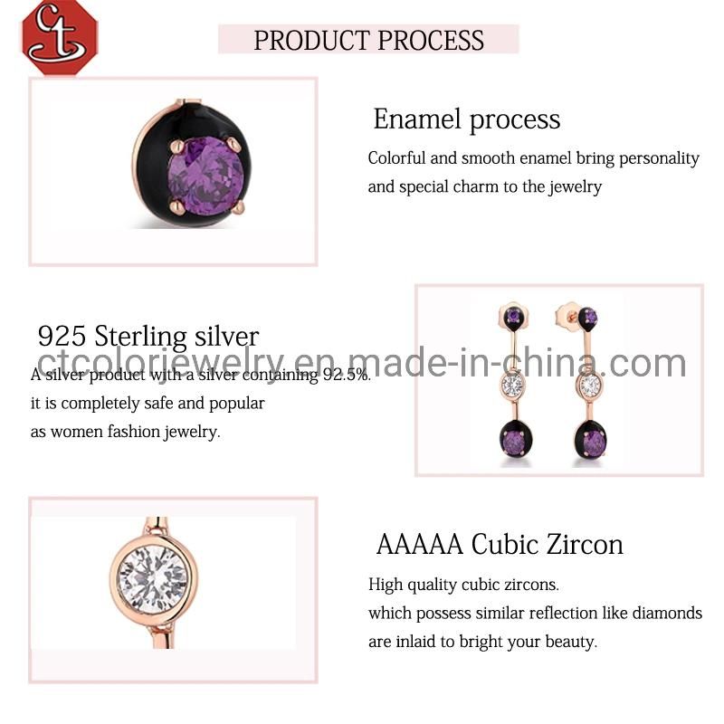 New designs fashion jewelry drop 5A zircon Enamle silver Earrings