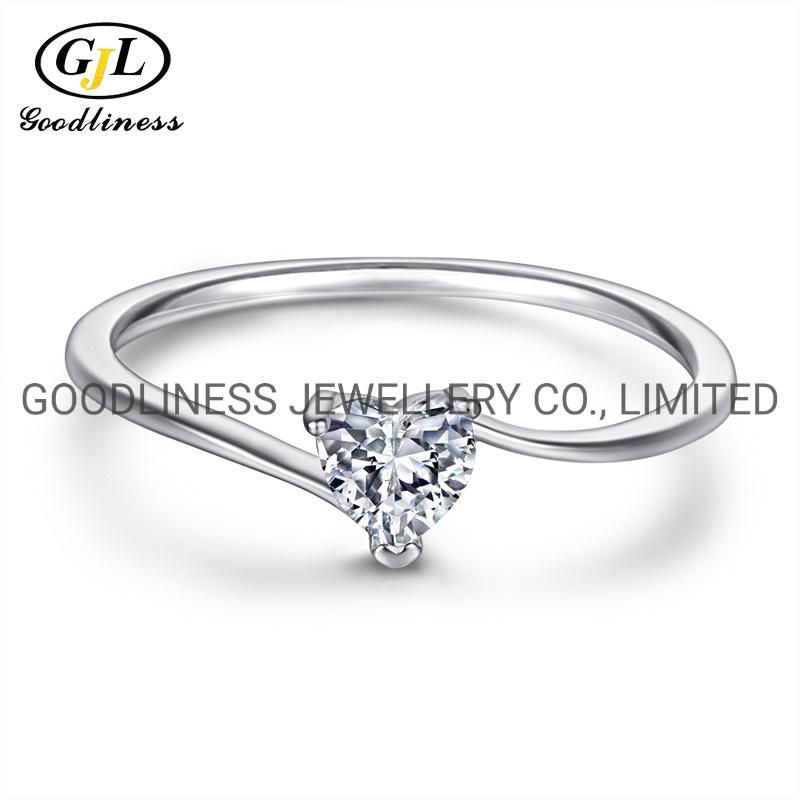 Minimalist Delicated Rhinestone Cubic Zircon Promise Heart Rings for Women