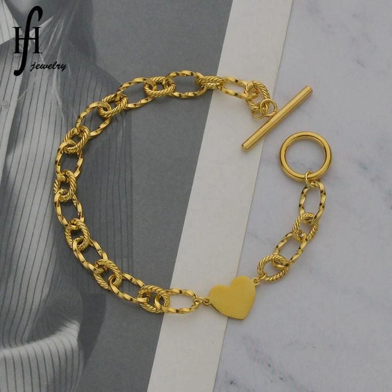 Hip Hop Bracelet Stainless Steel Net Red Temperament Printed Heart Bracelet