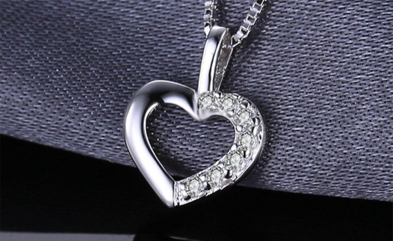 925 Sterling Silver Love Hearts Pave Cubic Zirconia Pendant Necklace Fashion Jewelry Wholesale
