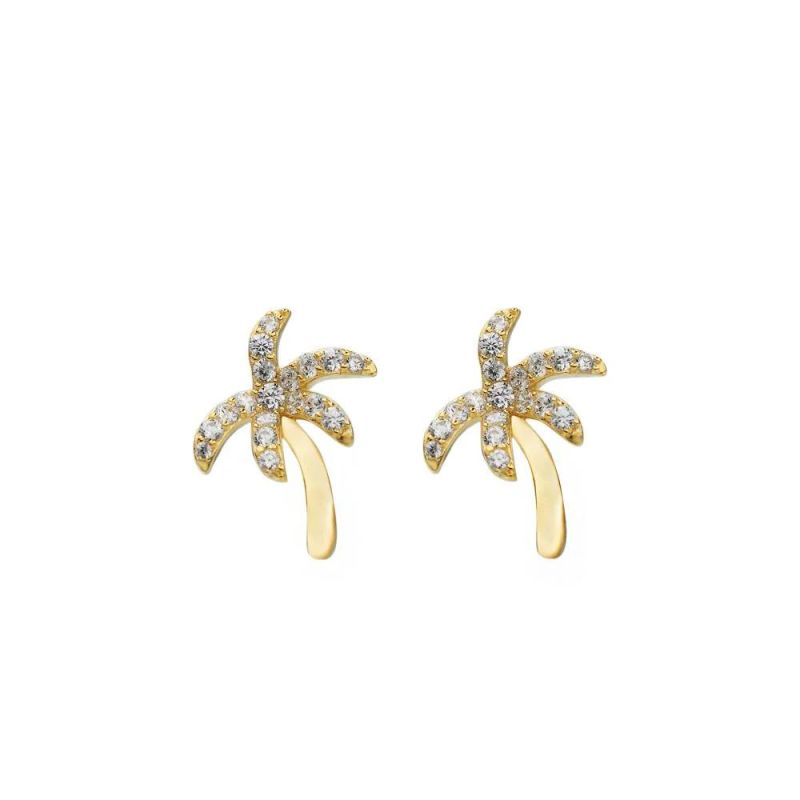 Luxury Statement Unique Coconut Tree Gold Chunky Earrings