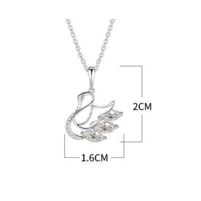 China Wholesale 2022 New Fashion 5A Zircon 925 Sterling Silver Swan Design Pendant Necklace for Women Girl Gift