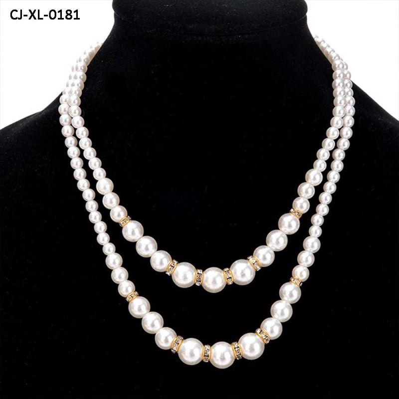 Manufacturers Wholesale Fashion Imitation Pearl Beaded Necklace Temperament Set Diamond Double Pearl Sweater Long Chain