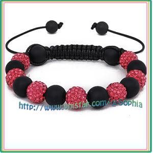 Rose Crystal Stones Beads Macrame Bracelet with Agate Beads (SBB235-2)
