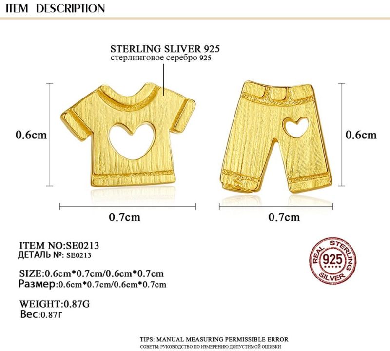 Fashion Geometry Jewelry Shirt and Pants Earrings Stud