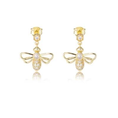 Wholesale Cute Honey Aniaml Bumble Dangle Stud Gold Plated Bee Dangle Earring