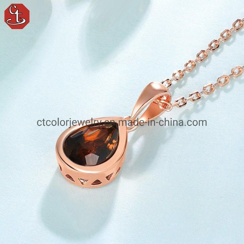 Luxury jewelry Fashion Style 925 Natural Sapphire Stone Necklace & pendant for Girls