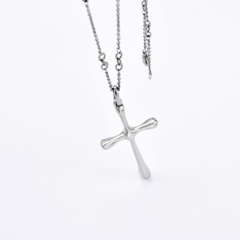 Stainless Steel Cross Pendant Silver Color Necklace Religious Jewelry (Jewelry Manufacturer)