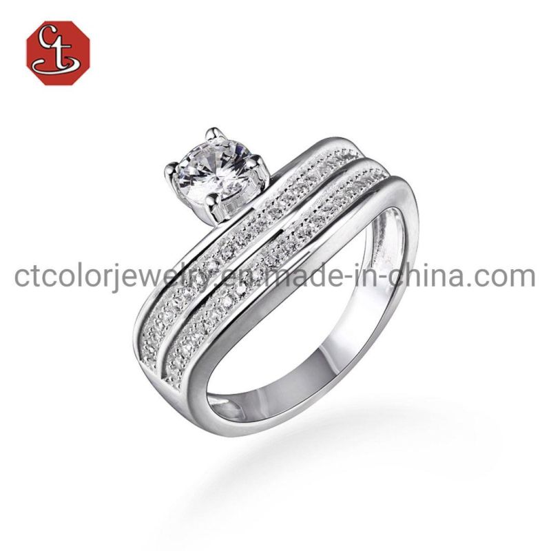 Wedding Rings with Ruby/Black Stone 925 Sterling Silver Inlaid CZ