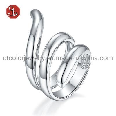 Irregular Brass Ring Shiny Plain Rings for Women Line Designs High Quality Polishing Ring