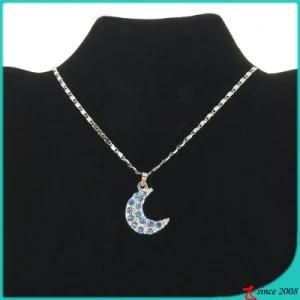 Silver 3D Light Blue Moon Charms Necklace for Girl (FN16040826)
