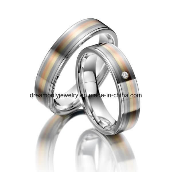 Trendy Three-Colour Pair Ring Couple Ring for Wedding Aniversary