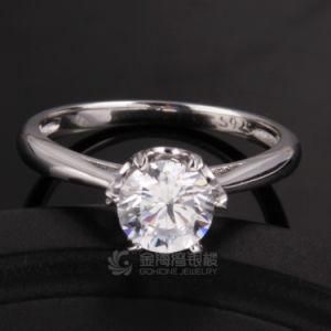 Fashion Solitaire Diamond Ring in 925 Sterling Silver