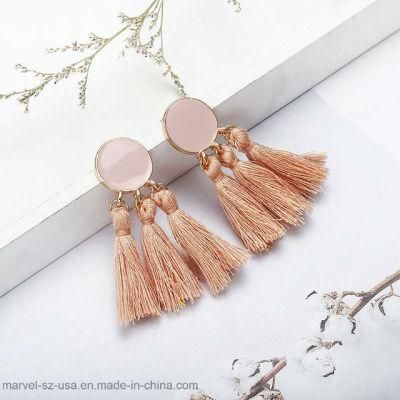 Women Vintage Round Long Drop Tassel Earrings Fashion Jewelry