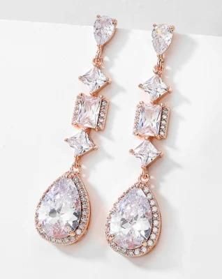 Pear Wedding CZ Earring Jewelry, Bridal CZ Earring Jewelry, Bridesmaid CZ Earring Jewelry