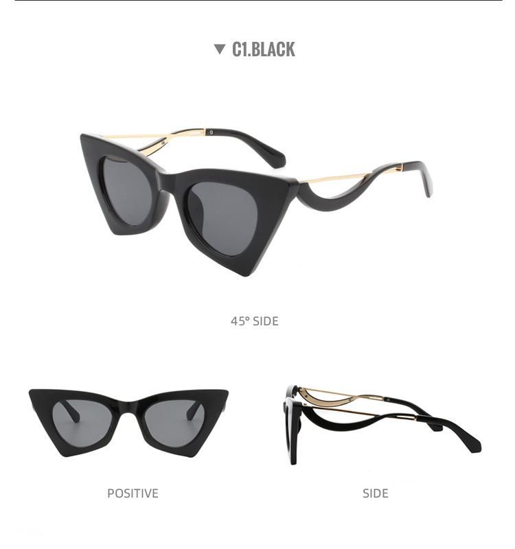 2022 Newest Vintage Luxury Triangle Design Sunglasses Women Cat Eye