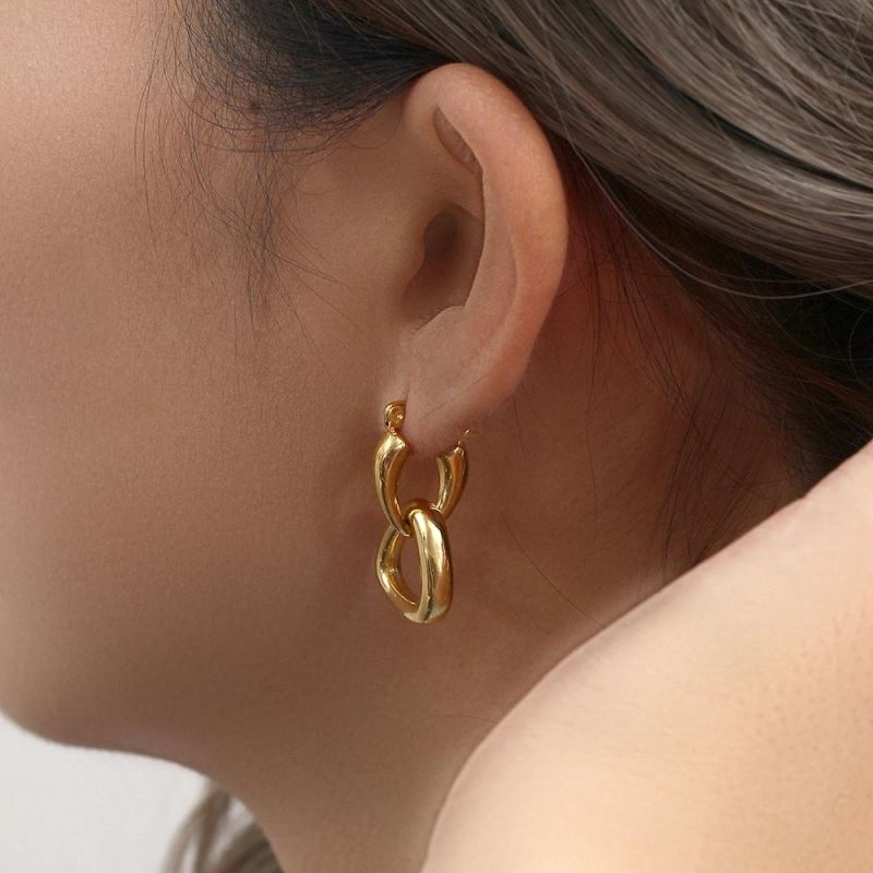 Factory Customized Ins Fashion Personality Fashion Light Luxury Temperament Earring Accessories Stainless Steel Geometric Triangular Ring Buckle Earrings