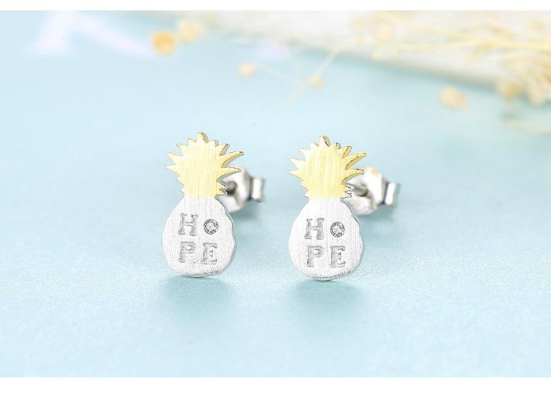 Fashion Jewelry Earrings Silver Pineapple Piercing Accessories Ear Studs