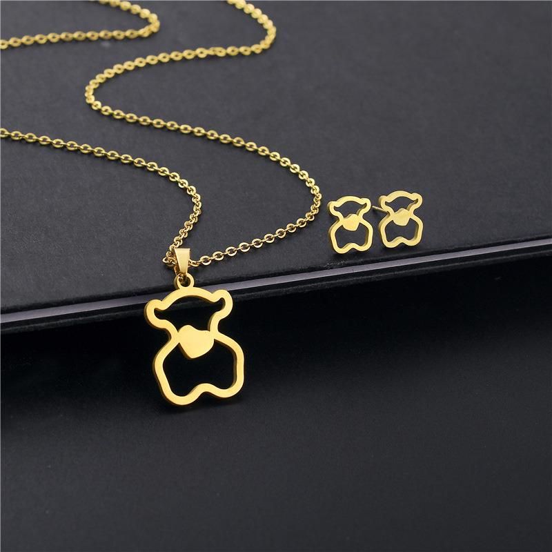 Manufacturer Custom Fashion Jewelry Tarnish Free 14K 18K Gold Plated Stainless Steel Jewelry Sets PVD Coated jewellery Set