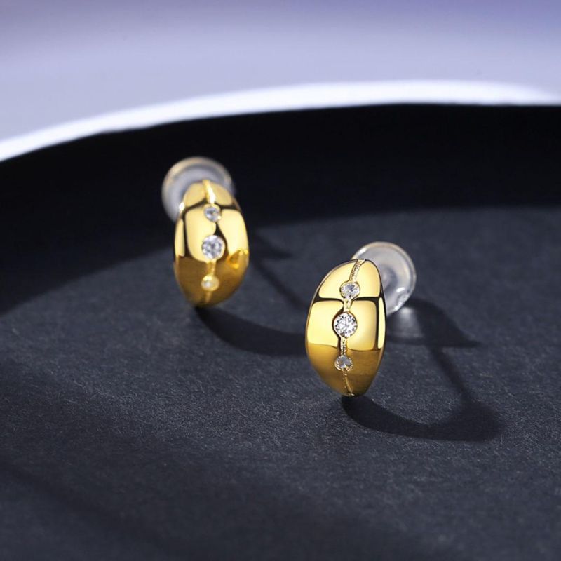 Yellow Gold Plating Ear Stud Trendy Blogger Leaf Earrings