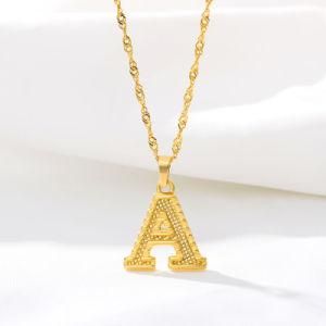 New Models Stainless Steel 18K Gold Plated 26 Alphabet Initial Letter Pendant Necklace for Women