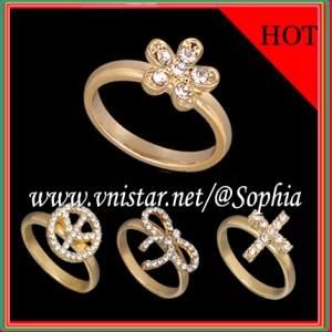 Gold Plated Gemstone Flower Rings