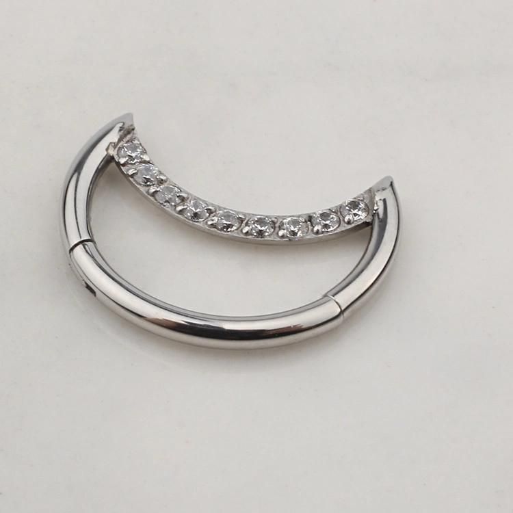 New Style ASTM F136 Titanium Moon Shape Segment Clicker Fashion Ring Hinged Segment Ring Piercing (TH063/ Custom Sizes &Color Available)