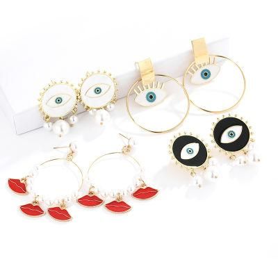 Wholesale Alloy Jewelry Fashion Simple Big Circle Eye Drop Stud Earrings
