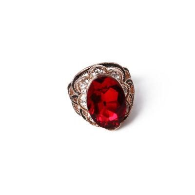 New Technology Fashion Jewelry Gold Ring with Red Rhinestone