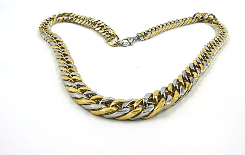 Fashion Jewelry Silver and Gold Colored Necklace Stainless Steel for Men Jewellery