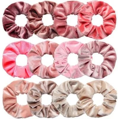 Fashion Creative Color Tie Dye Hair Tie Scrunchies Velvet Pink Hair Bands for Girls Ponytail Tie Hair Accessories