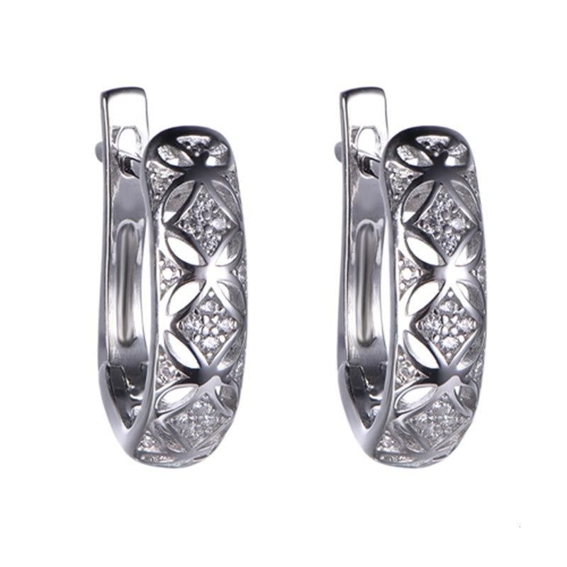 Fashionable Wholesale 925 Sterling Silver Hoop CZ Earring for Ladies