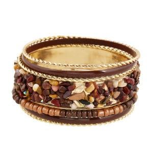 Fashion Multi Layer Strand Bracelet Bangle for Women Stone Beads Bracelet 3 Colors Layered Bangle