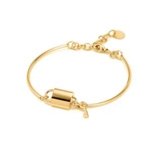 Fashion Adjustable Stainless Steel Key Lock Pendant Jewelry Bracelet for Women