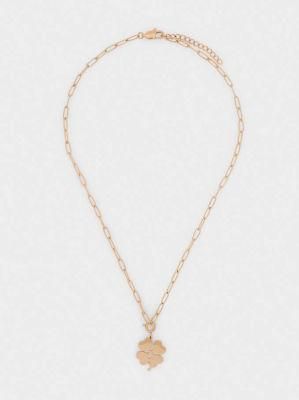 Heart Shape Clover Short Stainless Steel Necklace with Shamrock